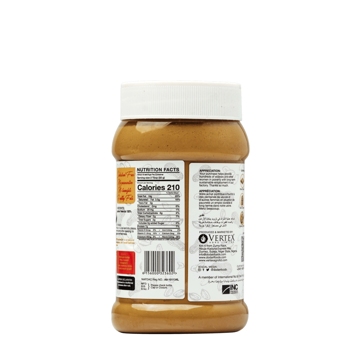 Natural (Unsweetened) Peanut Butter Creamy - 465g